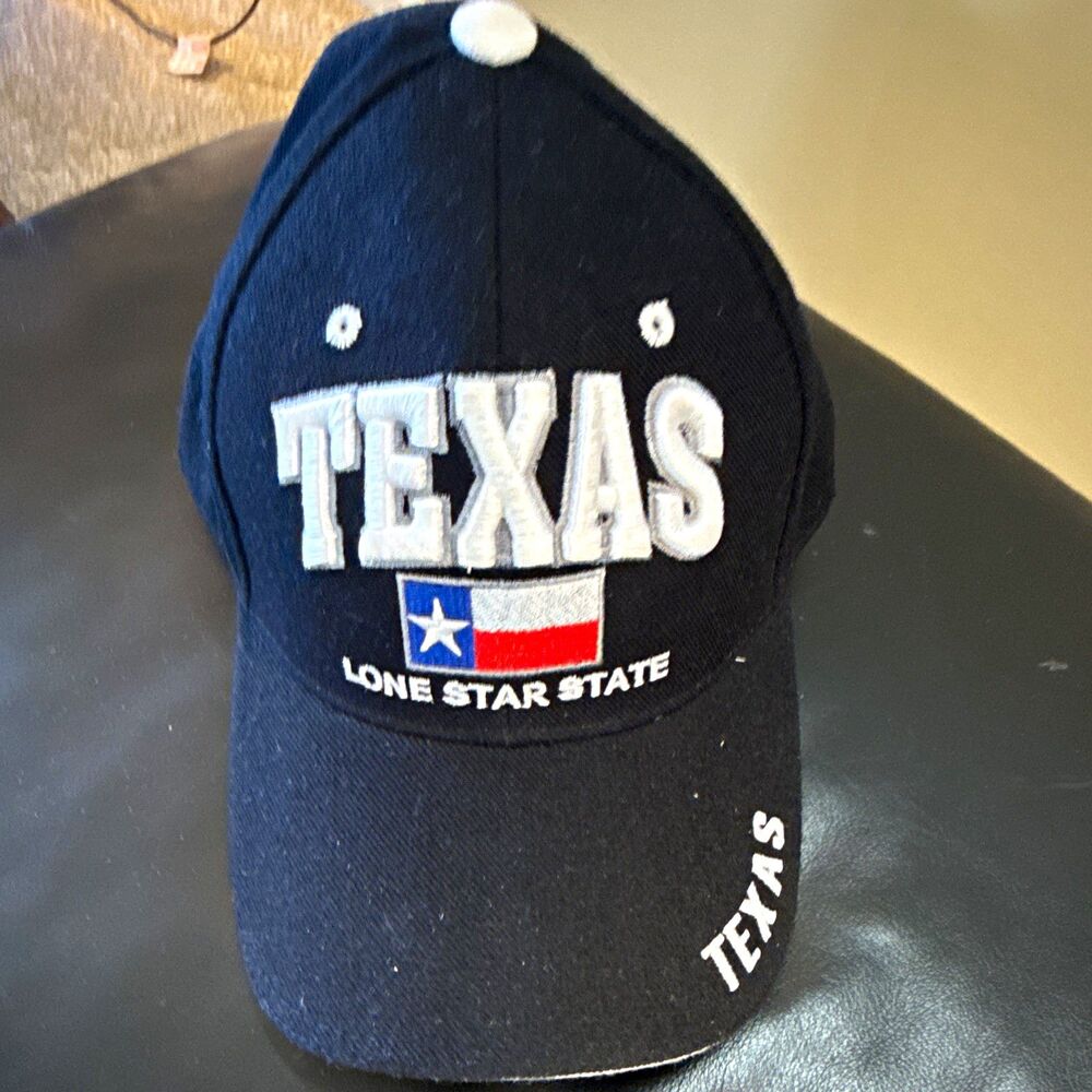 Texas Lone Star State Black Cotton Twill Adjustable Baseball Cap One Size